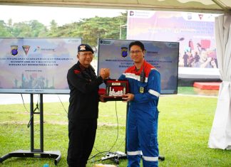 Terjunkan 350 Personel Gabungan, Brimob Polda Kaltim dan Security PT KPI Unit Balikpapan Atasi Kerusuhan Pada Simulasi Pengamanan Obvitnas