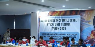 Simulasi Koordinasi Penanggulangan Keadaan Darurat di Area Perairan, Kilang Pertamina Dumai Gelar Table Top Major Emergency Drill 2025