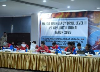 Simulasi Koordinasi Penanggulangan Keadaan Darurat di Area Perairan, Kilang Pertamina Dumai Gelar Table Top Major Emergency Drill 2025