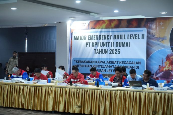 Simulasi Koordinasi Penanggulangan Keadaan Darurat di Area Perairan, Kilang Pertamina Dumai Gelar Table Top Major Emergency Drill 2025